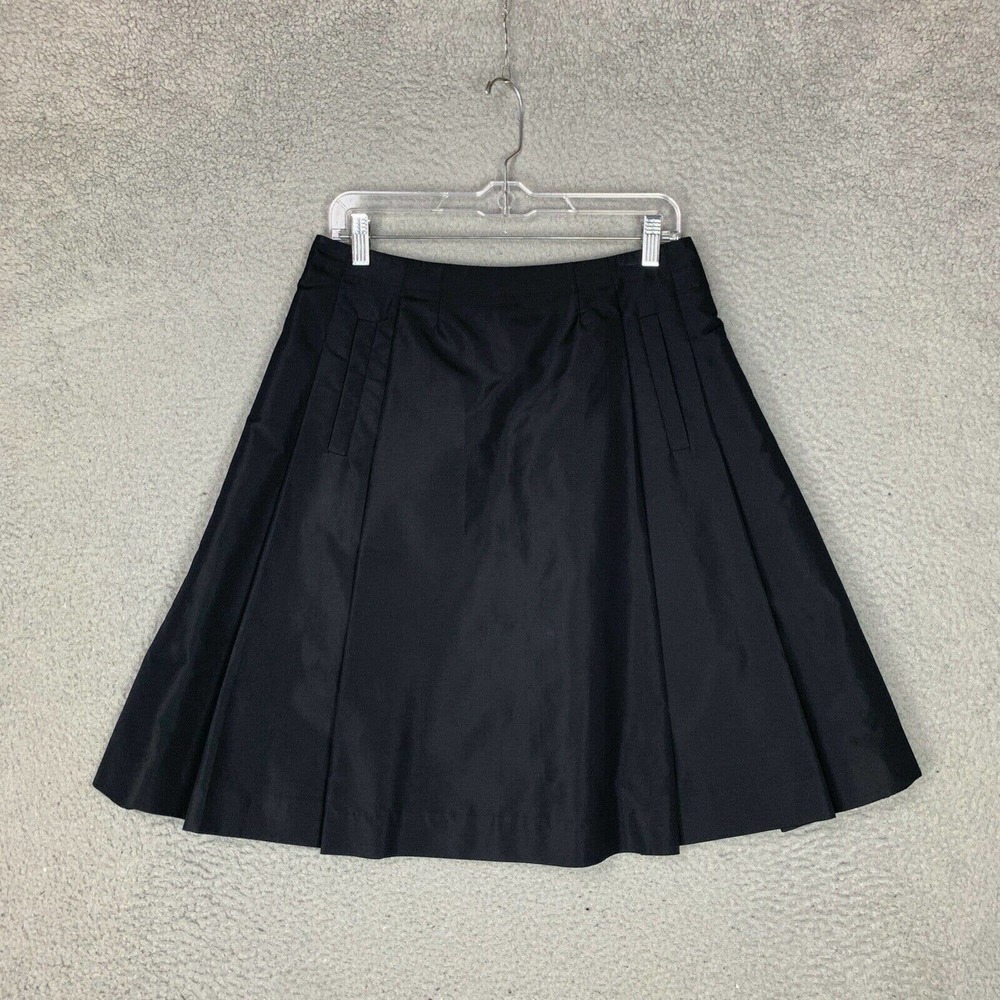 Prada Skirt Womens 42 IT or US 6 Black Silk Blend Pleated Academia Minimalist
